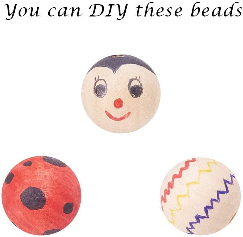 40mm Wood Beads 30pcs Unfinished Large Wooden Beads Natural Wood Ball Loose Beads Wood Spacer Bead for Craft Farmhouse Garland Decor Home Macrame Christmas Jewelry Making DIY