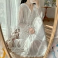 thumbnail image 6 of Municipal Lace Women Nightgown Ruffles Sleepwear Woman Long Sleeves Nightwear Autumn Night Dress New in One Piece Bow Home Pajamas, 6 of 6