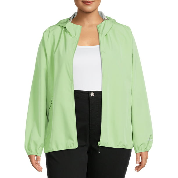 Big Chill Women's Plus Size Packable Rain Jacket with Hood - Walmart.com