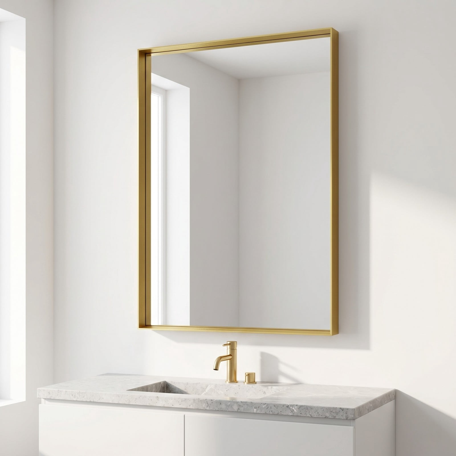 Gleamira 30"x40" Rectangular Bathroom Mirror Wall Vanity Mirror with Deep Frame, Gold