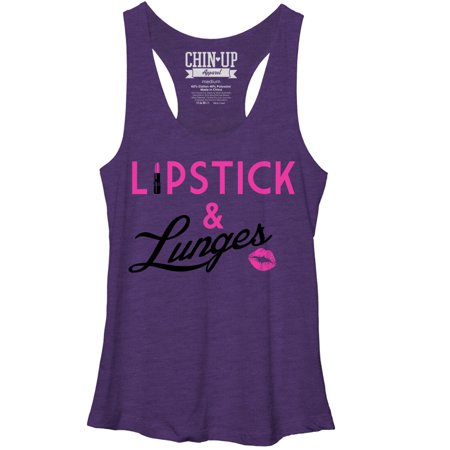 Women s CHIN UP Kisses and Lunges Racerback Tank Top Purple Heather X Large