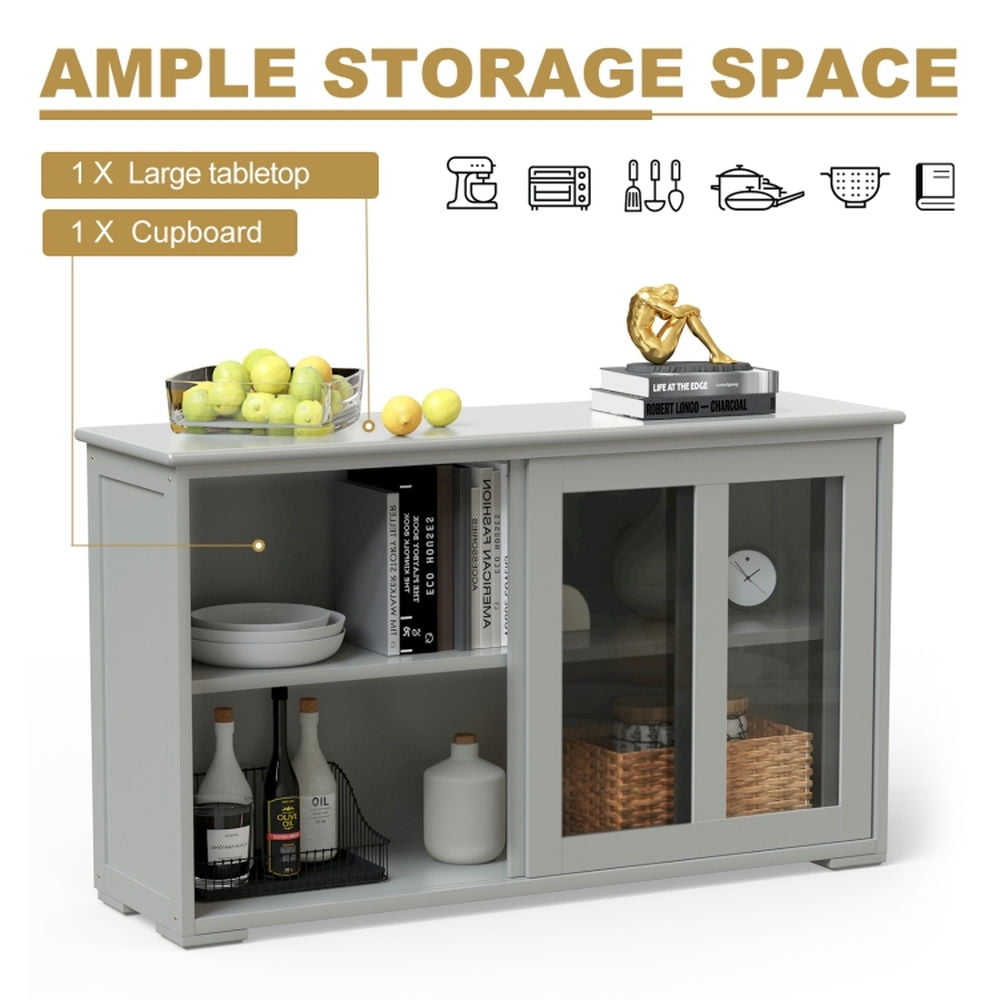 Finihen Kitchen Storage Cabinet, Buffet Sideboard, Sideboard Buffet Cupboard Storage Cabinet with Sliding Door, for Dining Room, Kitchen, Living Room, Gray Finihen Kitchen Storage Cabinet, Buffet Sideboard, Sideboard Buffet Cupboard Storage Cabinet with Sliding Door, for Dining Room, Kitchen, Living Room, Gray