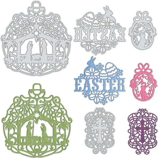 HLONK 1Set Doll Theme Carbon Steel Cutting Dies Stencils for DIY Scrapbooking Photo Album Decorative Embossing Paper Card Stainless Steel Color Animal Pattern 100~104x125~145x0.8mm 2pcs/s