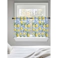 thumbnail image 5 of Yellow Lemon Tier Curtains 24 Inch Length,Sheer Curtains for Bedroom Living Room Window Botanical Spring Leaves Abstract Blue Tile Small Half Window Kitchen Curtains & Drapes 27.5"x24" 2 Panels, 5 of 6