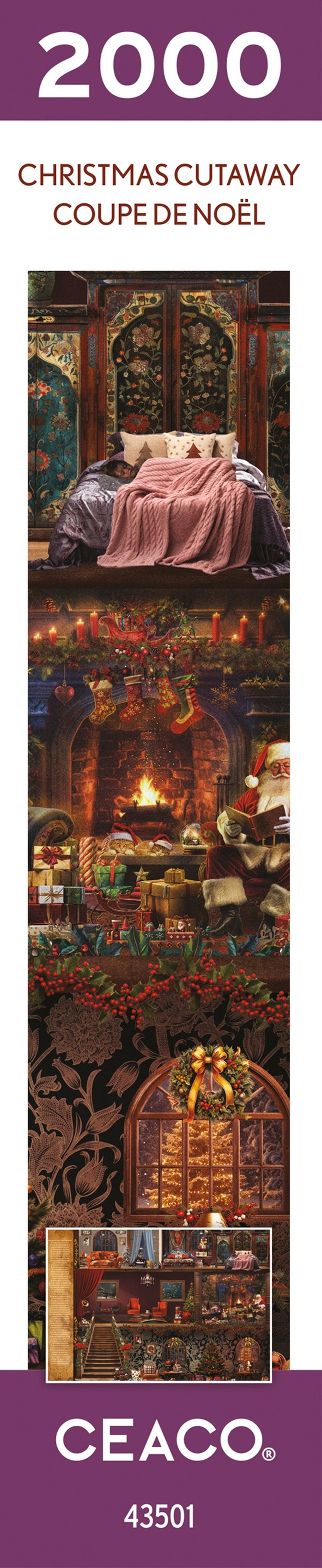 Ceaco Jena DellaGrottaglia Christmas Cutaway 2000-Piece Interlocking Jigsaw Puzzle for Adults Ages 14+