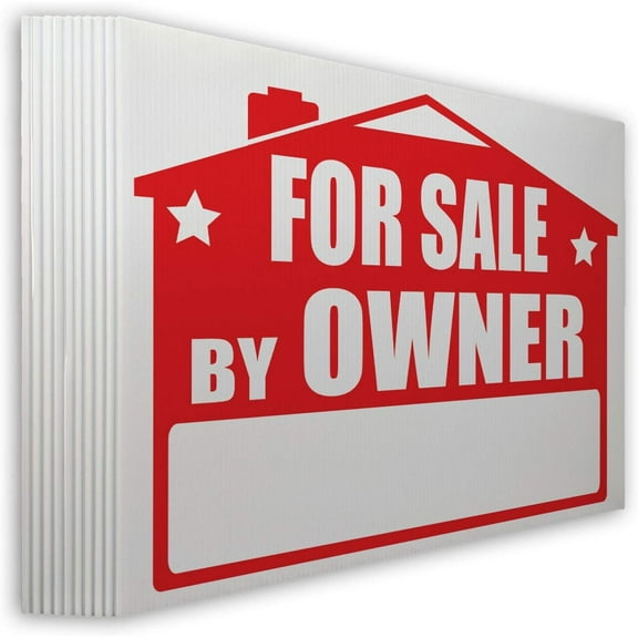 VSE | "For Sale By Owner" Lawn Sign Kit | 24 x 18 Inch (10 Signs) | Includes H-Stake and FREE Blue Arrow Stickers