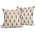 thumbnail image 2 of Watercolor Red Christmas Tree Throw Pillow Covers 18x18 Set of 2 Rustic Xmas Vintage Holiday Print Decorative Outdoor Pillowcases Winter Farmhouse Cushion Cases Decor for Couch Sofa Bed, 2 of 6