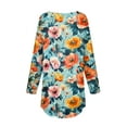 thumbnail image 4 of WTOBBY Casual Women's Flower Print Long Sleeve T-shirt Top with Loose Round Neck Pullover Style Lightweight and Stretch Fabric Perfect for Comfortable Daily Outfit,Saffron L, 4 of 5