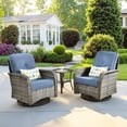 thumbnail image 5 of Ovios 3 Pieces Outdoor Patio Furniture Set High Back All Weather Wicker Conversation Set with Swivel Chairs, Denim Blue, 5 of 9
