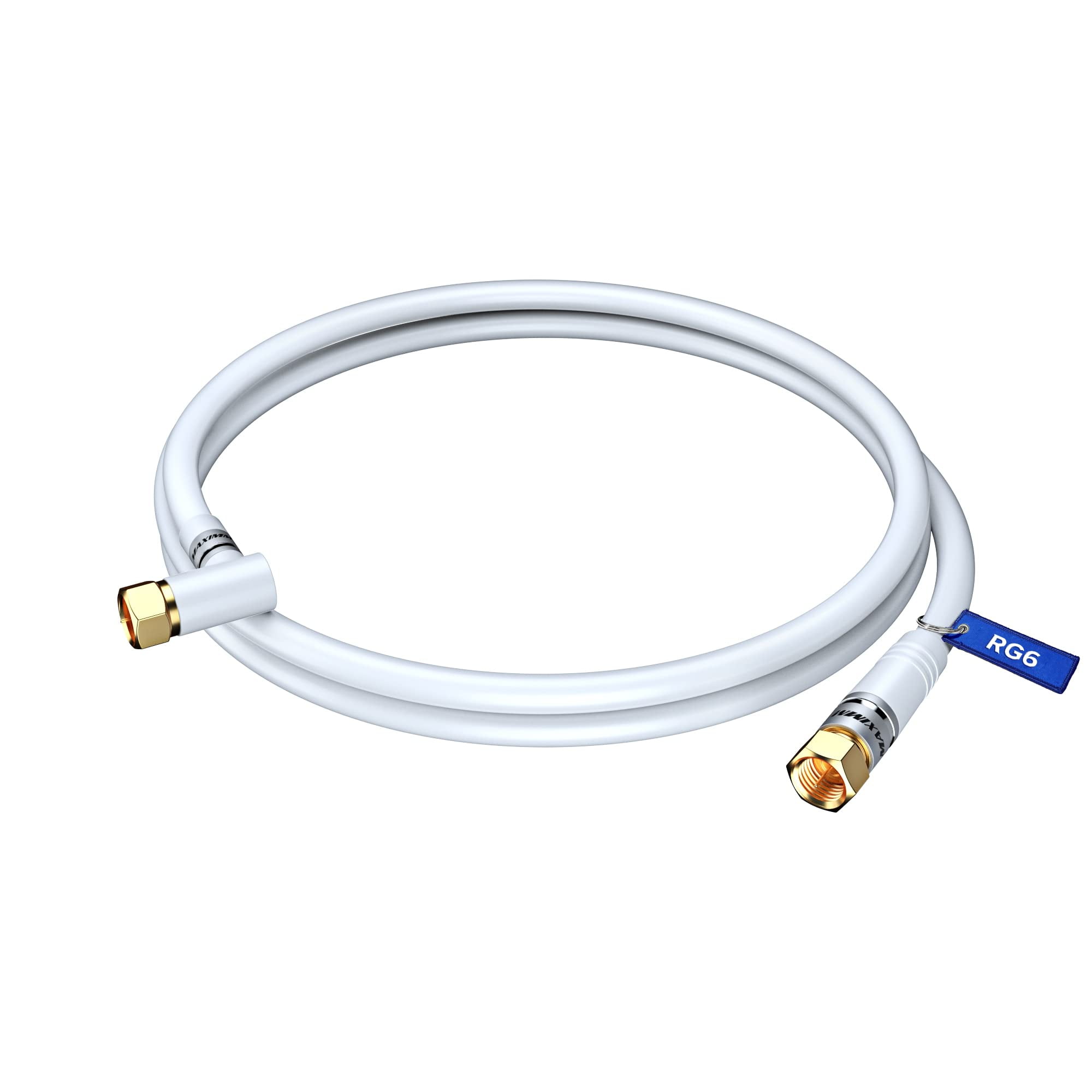 Coaxial Cable RG6, with a Right Angle 90° Connector, 1.5 ft, Coax Cable