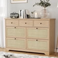 thumbnail image 1 of Brafab Commode à 7 Tiroirs, Commodes en Rotin Naturel de Style Mi-Siècle Armoire de Rangement en Bois pour Salon, Chambre de Bébé, 1 of 6