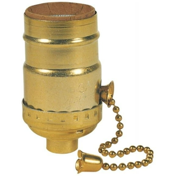 7043100 Brass Finish 3-Way Pull Chain Socket