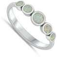 thumbnail image 4 of CHOOSE YOUR COLOR Round White Simulated Opal Ring .925 Sterling Silver Band CZ Female Size 5, 4 of 4