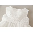 thumbnail image 3 of Baby Girls Sleeveless Baptism Dress Christening Gown with Bonnet Embroidery Crochet Lace Design 3M, 3 of 5