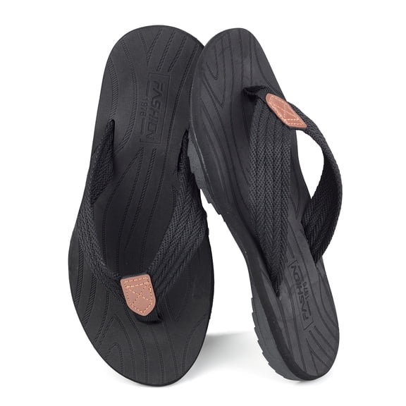 BERANMEY Men's Flip Flops with Arch Support Comfortable Thong Sandals for Men with Cushioned Footbed Wide Toe Box Non-Slip Design Perfect Summer Beach Shoes