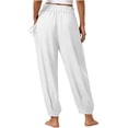 thumbnail image 5 of Dolkfu White Women'S Pants Refined Cotton Blend Jogger Regular Mid-Waist Joggers Sweatpants Elastic Waist Modern Solid Casual Pants White,Xxl, 5 of 5