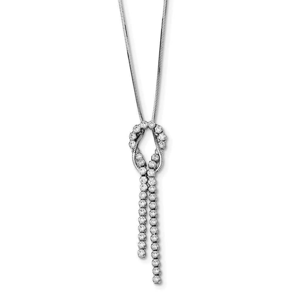 Sterling Silver Synthetic CZ Pendant on a Sterling Silver Cable Snake or Ball Chain Necklace