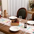 thumbnail image 4 of Christmas Table Runner , Striped Trees Merry and Bright Xmas Decorative Farmhouse Table Decoration for Kitchen Dinning, Indoor Outdoor Dinner Party (Pink) GT125-72, 4 of 7