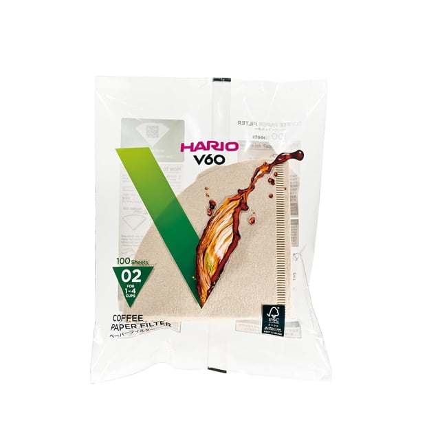 Filtro de café Hario V60, papel, tamaño 02, natural, 100 unidades