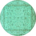 thumbnail image 1 of Ahgly Company Machine Washable Indoor Round Persian Turquoise Blue Traditional Area Rugs, 8' Round, 1 of 4
