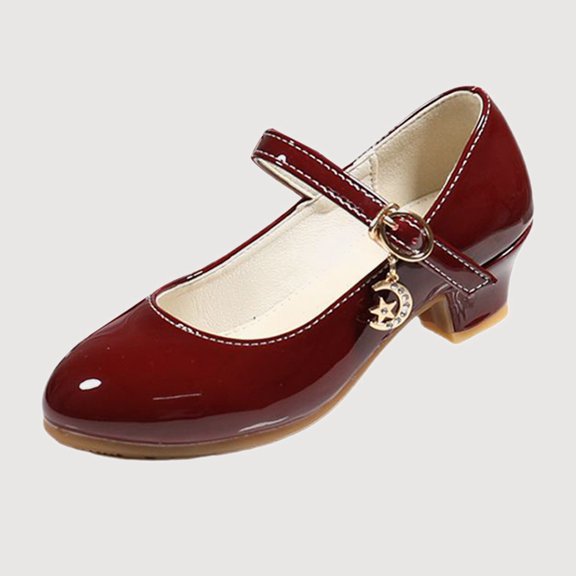 Gyujnb Mary Jane Shoes with Buckle Charm Low Heel Dress Shoes for Parties (Little Girls, Big Girls),26