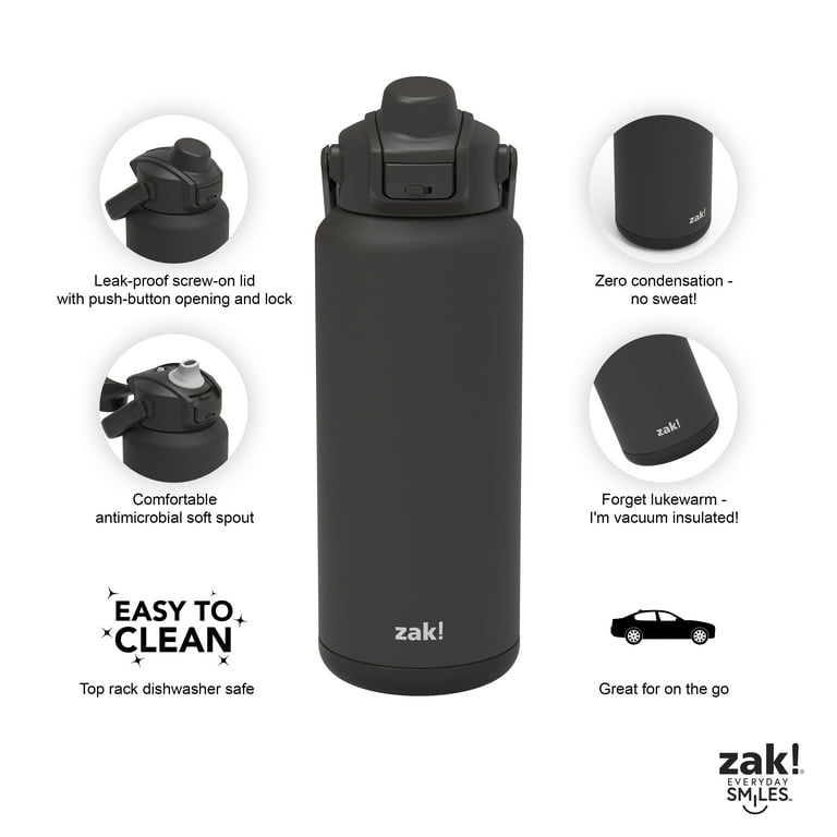 AQwzh 32 oz Black Double Walled Vacuum Insulated Stainless Steel Water  Bottle with Wide Mouth and Straw Lid