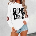 thumbnail image 3 of TIANZEN Women's Long Sleeve Pullover Sweatshirt Football Print Casual Crewneck Top For Games And Everyday Wear Comfy Sweatshirt for Women, 3 of 4