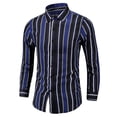 thumbnail image 1 of Camisas s Para Hombre Manga Larga Camisa a rayas suelta para hombre Camisa de manga larga casual de moda de talla grande (Blue, XXL), 1 of 2