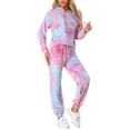 thumbnail image 2 of INSPIRAR CHIC Conjuntos de Sudadera Tie Dye para Mujeres, Sudadera con Capucha, Jogging, Conjunto de 2 Piezas, Talla XL, Rosa Azul, 2 of 6
