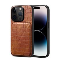 Dteck for iPhone 15 Pro Max Leather Case, Magnetic Embossed Cowhide Paterned PU Leather Slim Flip Stand Hidden Card Wireless Charging Cover,Brown