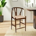 thumbnail image 2 of Boraam Wishbone Counter Height Bar Stool with Woven Rush Seat in Cappuccino Finish, 2 of 7
