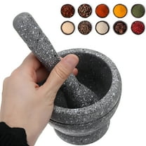 ACDANC Mortar and Pestle Set - Stone Manual Grinder Bowl&Crusher for Spices,Kitchen Herb Grinder,Grind Spices,Crush Garlic,Kitchen Muddler for Fresh Herbs,Gray