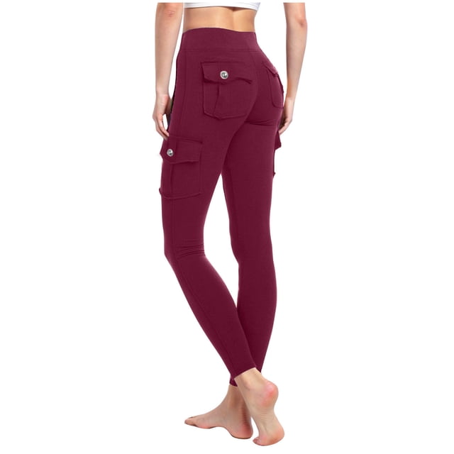 asjyhkr Pantalon Cargo Femme avec Multi-Poches Taille Haute Jogger Legging Extensible Course Gym Yoga Couche de Base