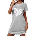 thumbnail image 5 of Sakmal Womens Moomoo Nightgown Gray Lightweight Cozy Loose Pajama Dress Short Sleeve Short Crew Neck Heart Print Nightgowns S-2XL, 5 of 5