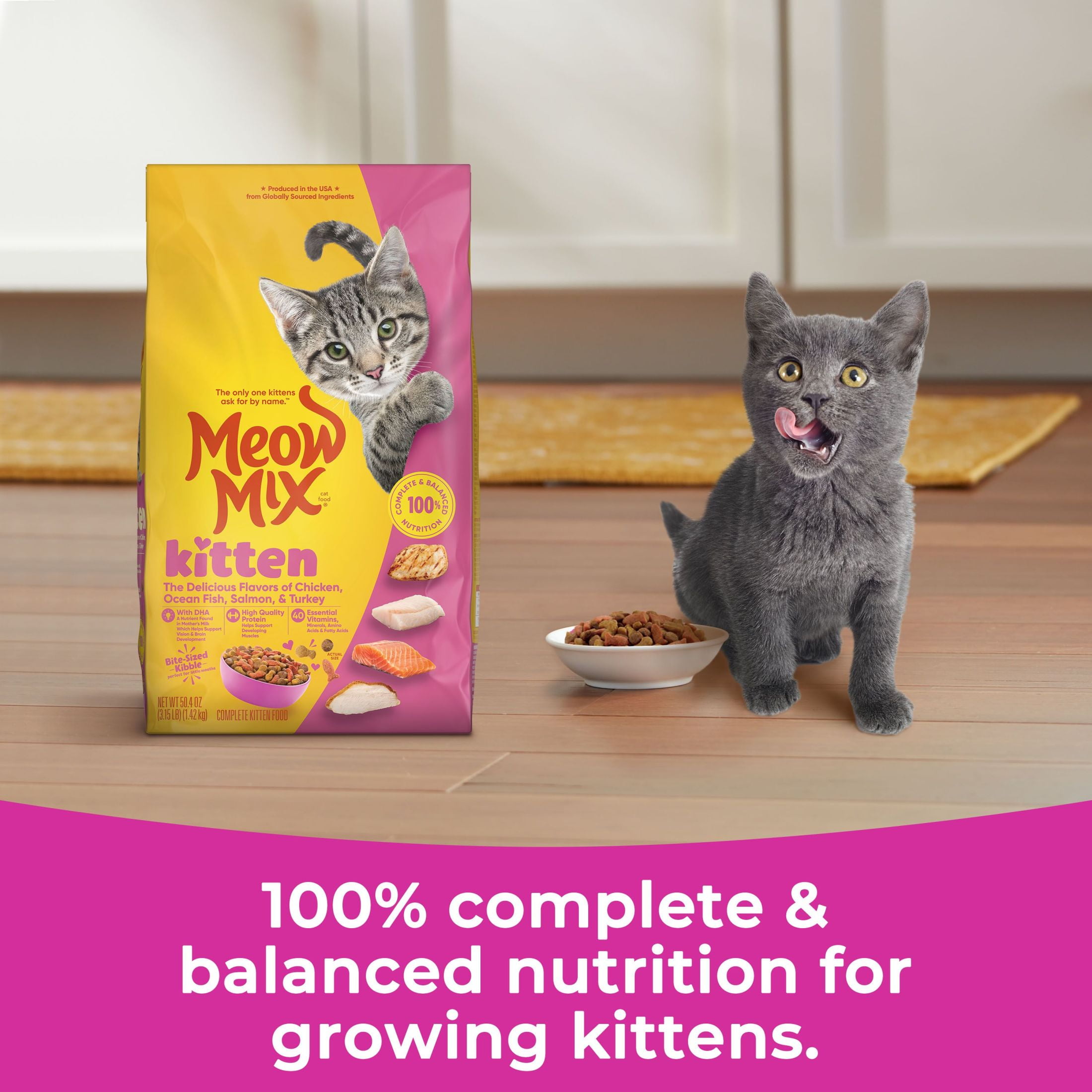 (2 pack) Meow Mix Kitten Li’l Nibbles Dry Cat Food for Kittens, 3.15 lb. Bag