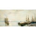 thumbnail image 2 of Constantinos Volanakis 24x13 Gold Ornate Framed and Double Matted Museum Art Print Titled - Sunset Over a Greek Port, 2 of 4