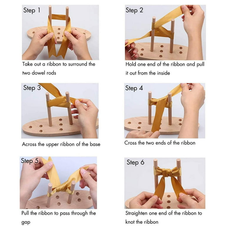 Lzttyee Bow Maker for Ribbon Wreaths, Double Sided Wooden Bow Making Tool  for Crafts Hair Bow Makers Decoration for DIY Christmas Holiday Gift
