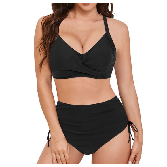 adviicd Womens Bikini Swimsuits Women's Two Piece Bikini Swimsuit Sexy Triangle Top Bathing Suits String Cheeky Bikini Sets(Black,XL)