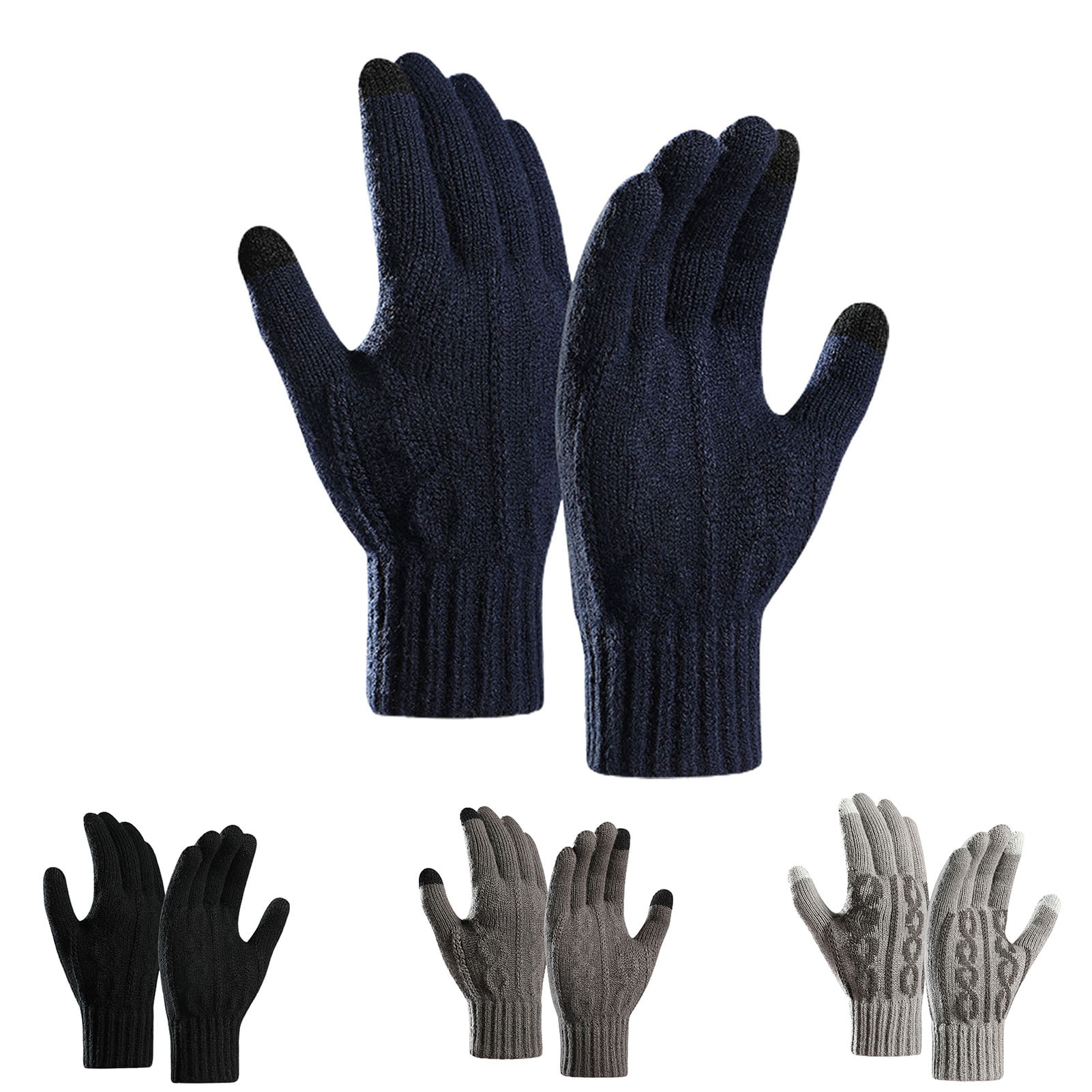Mens&Womens Winter Touchscreen Gloves,Unisex Knit Gloves with 2 Texting Fingers