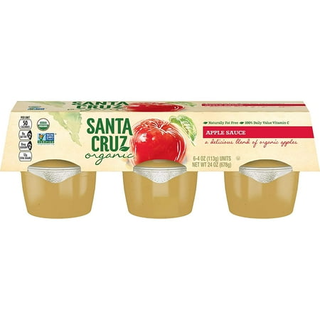 Santa Cruz Organic Apple Sauce, 6-4 Ounce Cups (Pack of 4)