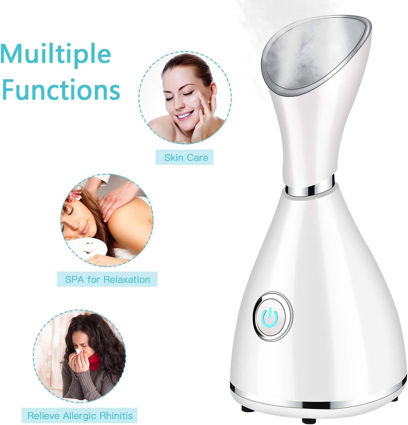 Facial Steamer for Facial Deep Cleaning, Moisturize, Unclog Pores, Face Spa, Nano Ionic Humidifier, Home Facial Warm Mist Face Steamer with Blackhead Removal Kit, Brush, Hair Band