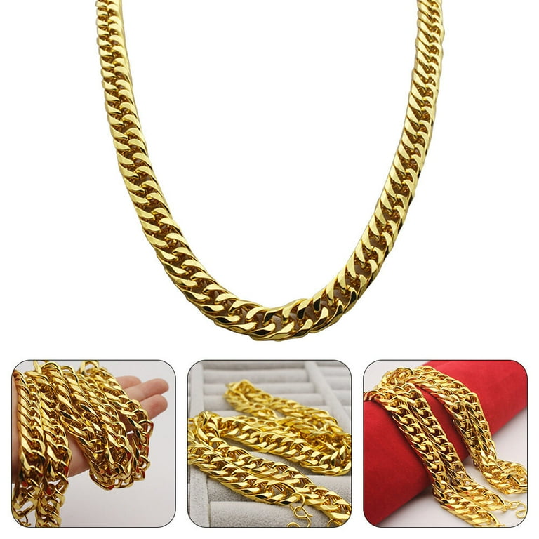 2Pcs Fake Golden Chains Decorative Male Necklaces Unique Hip hop Style Necklaces Walmart