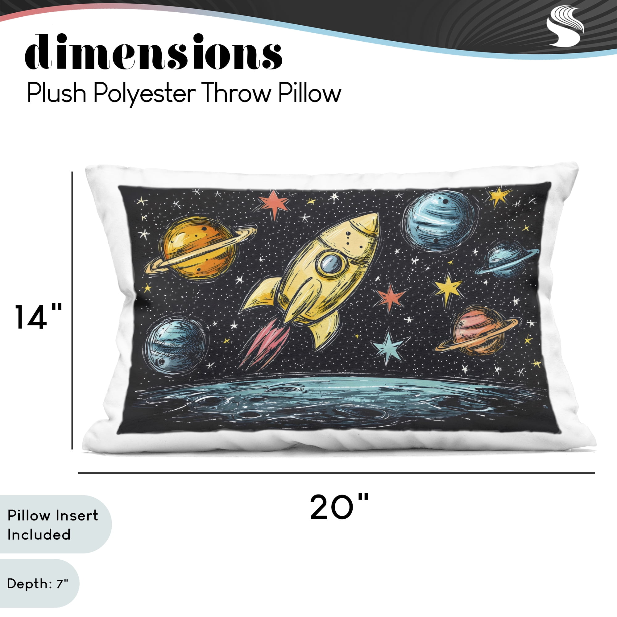 Stupell Industries Whimsical Rocket & Planets Decorative Printed Throw Pillow, design by Creative Studio