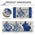 thumbnail image 3 of Welcome Easter Bunny Chinoiserie Kitchen Rugs Set of 2, Blue and White Porcelain Rabbit Kitchen Mats Decor, Spring Easter Eggs Butterfly Floor Door Mat Home Decorations - 17x30 and 17x47 Inch, 3 of 6