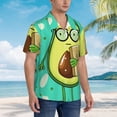thumbnail image 3 of Pofeuu Avocado with Glasses Print Hawaiian Shirt for Men Sleeves Casual Button Down Summer Beach Dress Shirts T-Shirts,Medium, 3 of 7