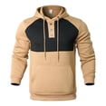 thumbnail image 3 of Dvprdro Mens Fleece Hoodie Drawstring Long Sleeve Hooded Sweatshirts Casual Athletic Workout Tops Quarter Button Colorblock Pullover for Men, 3 of 4