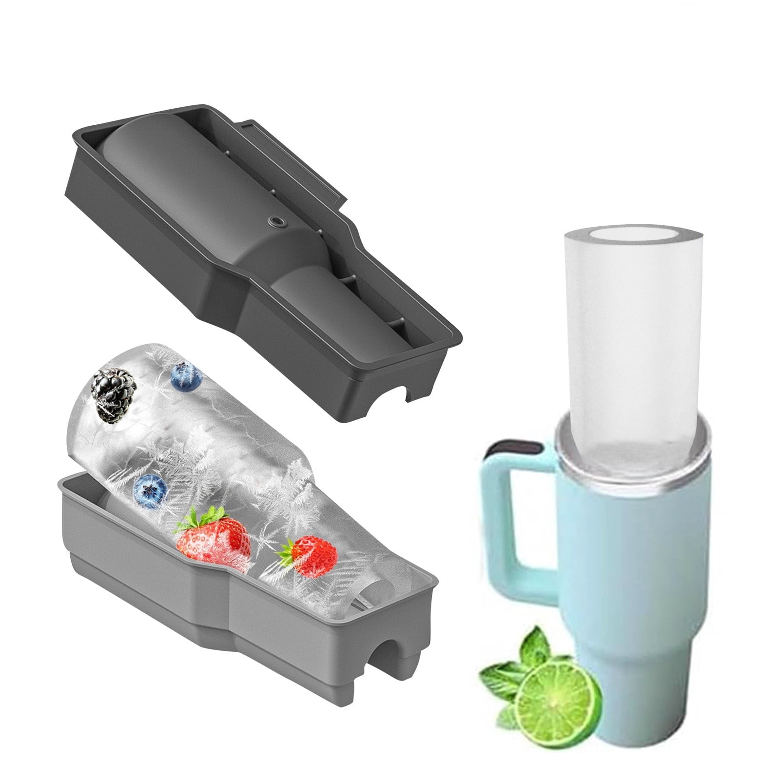 Ice Cube Tray For Tumbler Cup Silicone Ice Cube With Lid Hollow Silicone Cylinder Ice For Whiskey Cocktails Drinks Coffee Easy Fill And Release Ice Maker S High-quality