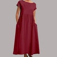 thumbnail image 1 of WILLBEST Vestidos De Mujer Vestido De Lino Suelto Sin Mangas De Color Sólido Con Bolsillos Laterales, 1 of 3