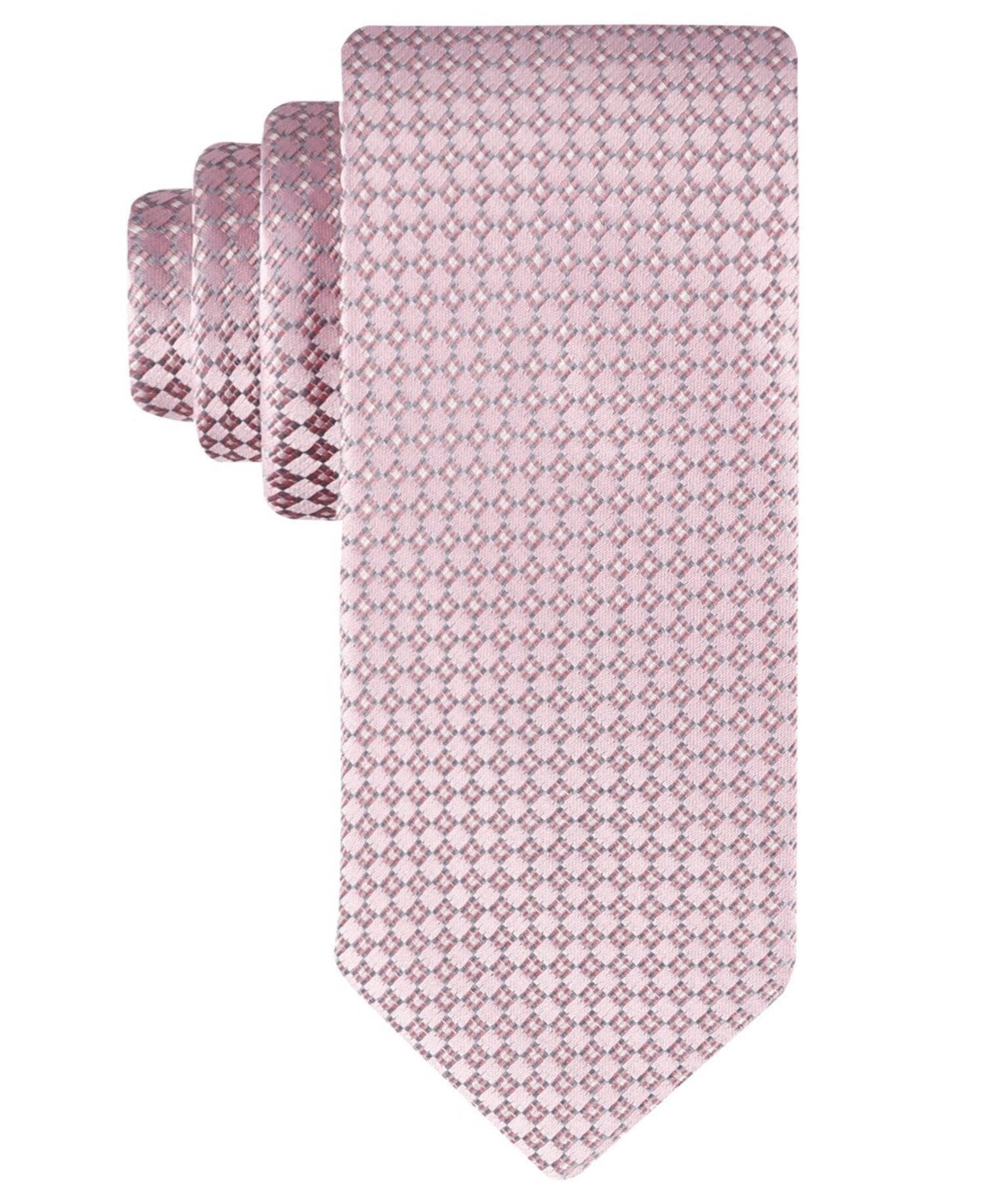 Calvin Klein Christy Designer Necktie Mens One Size Pink Medallion Silk UPS567