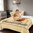 thumbnail image 4 of Manfei Basketball Queen Comforter Set, Sports Comforter Sets Queen, Warm Beige Orange, Polka Dots Reversible 3 Pieces 1 Comforter and 2 Pillowcases, 4 of 6
